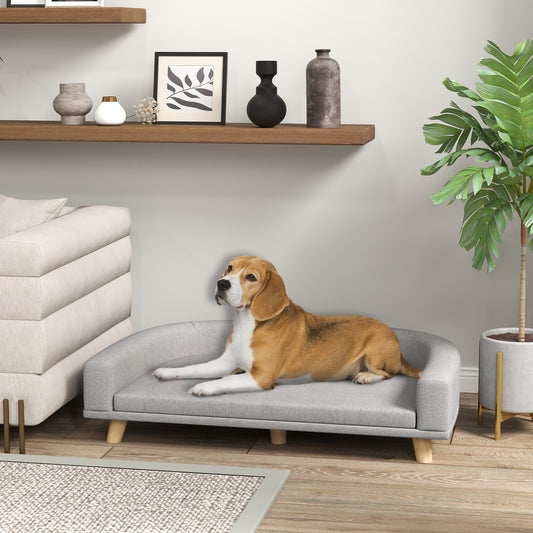 PawHut Dog Sofa Couch Bed with Washable Cushion for Large Dogs, Cats, Gray| Aosom.com