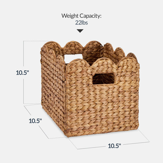 Scalloped 10.5 x 10.5in Hyacinth Storage Basket Set of 5