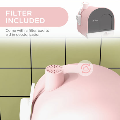 PawHut Covered Cat Litter Box with Lid, Scoop, and Filter, Compact Design, Pink | Aosom.com
