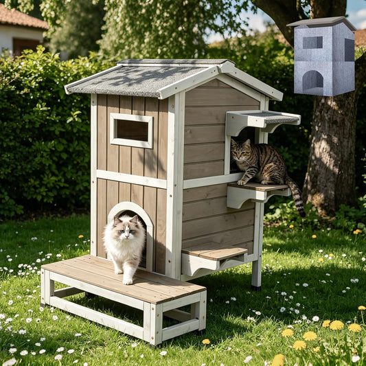 Two-Story Outdoor Feral Cat House