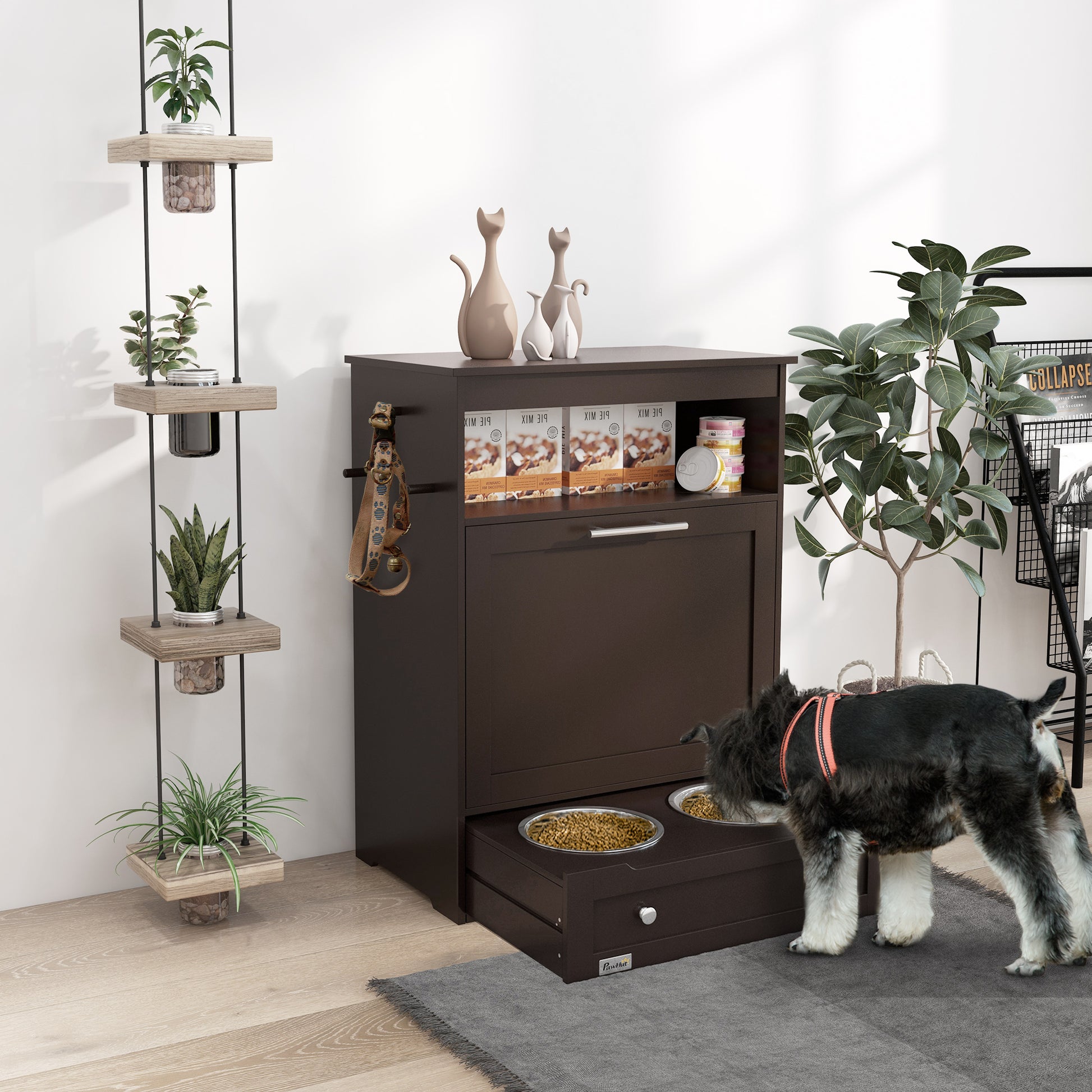 PawHut Pet Feeder Station with Storage, Raised Dog Bowls, Gray | Aosom.com (Note: This title is repeated, ensure it's intentional)