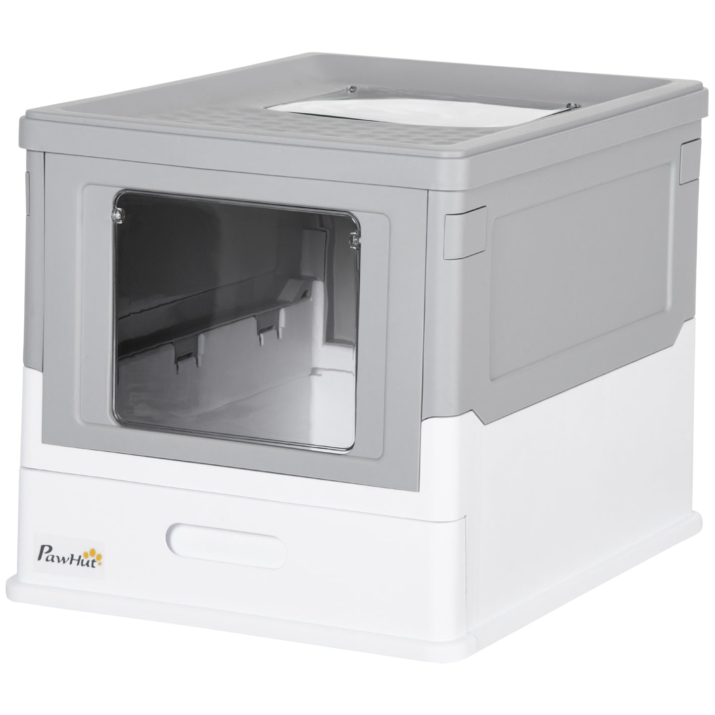 PawHut Fully Enclosed Cat Litter Box, Front Entry, Top Exit, Easy Clean, Gray | Aosom.com