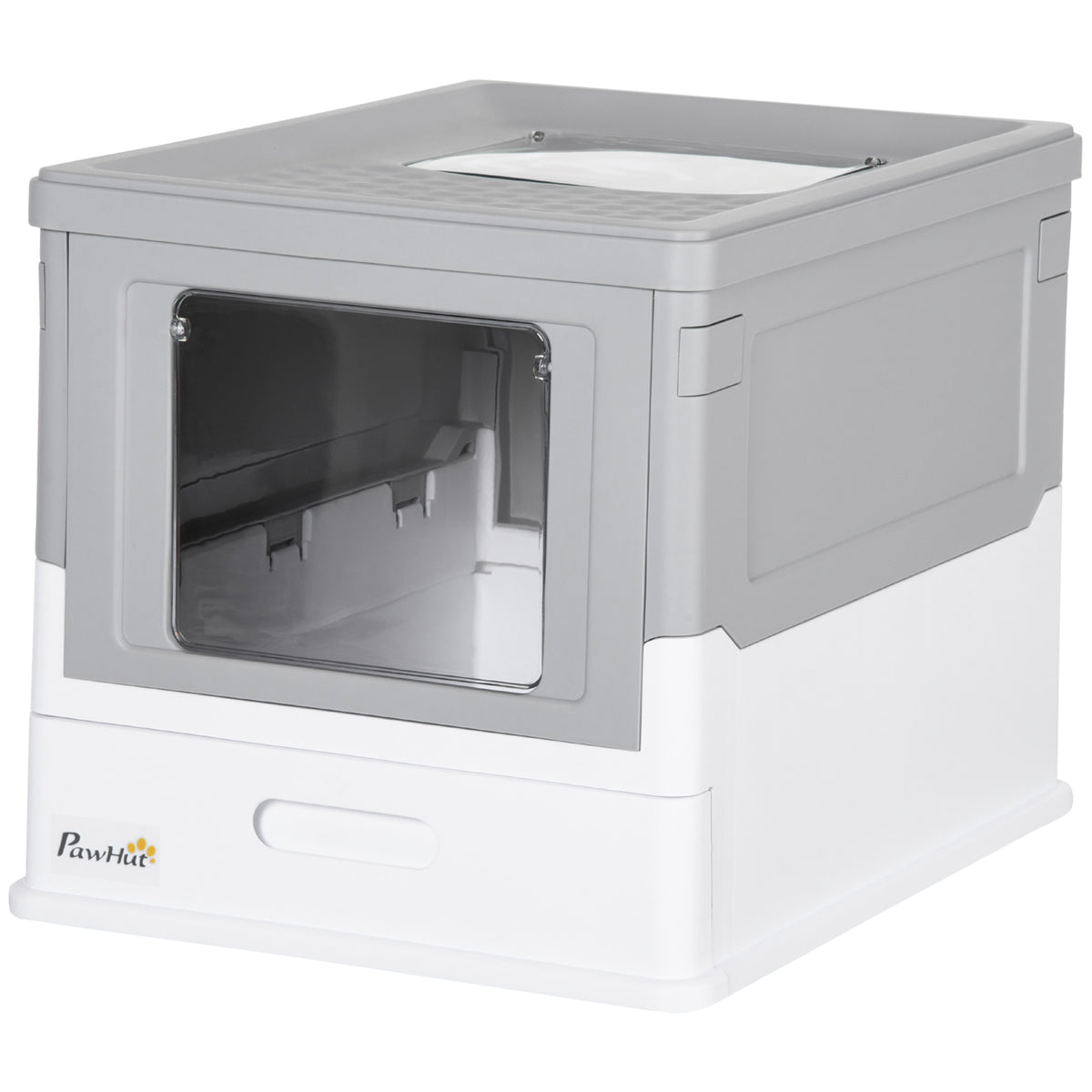 PawHut Fully Enclosed Cat Litter Box, Front Entry, Top Exit, Easy Clean, Gray | Aosom.com