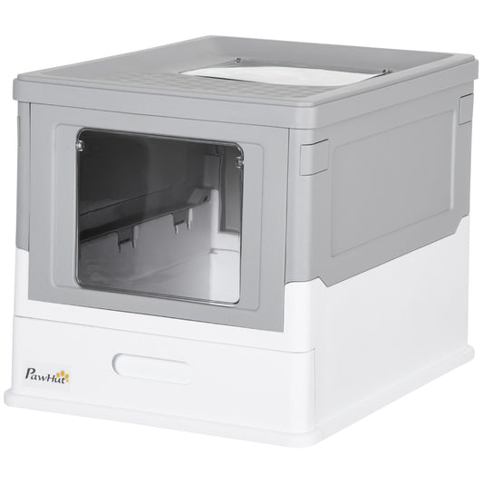 PawHut Fully Enclosed Cat Litter Box, Front Entry, Top Exit, Easy Clean, Gray | Aosom.com
