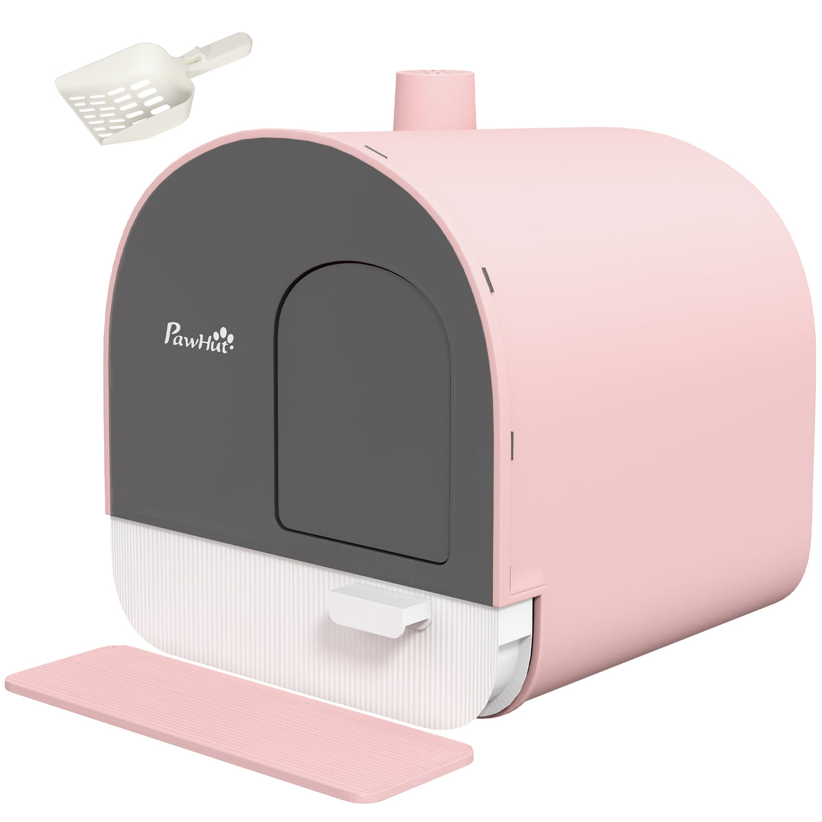 PawHut Covered Cat Litter Box with Lid, Scoop, and Filter, Compact Design, Pink | Aosom.com