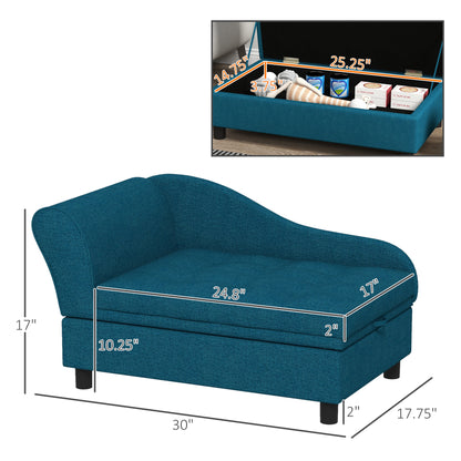 PawHut Elevated Dog Bed with Storage Space Soft Cushion for Small to Medium Pets Navy Blue | Aosom.com