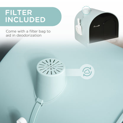 PawHut Covered Cat Litter Box, 17"x17"x18.5", Indoor with Lid, Tray, Scoop, Filter, Green | Aosom.com