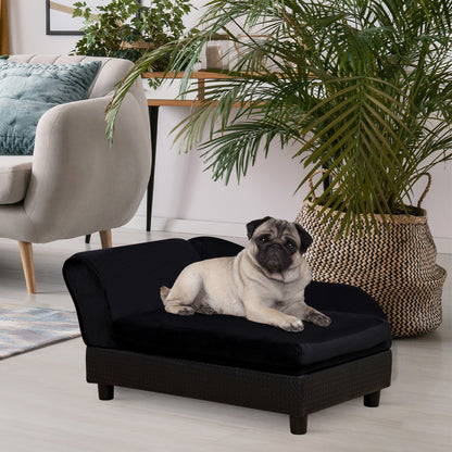 PawHut Luxury Dog Bed for Small Dogs, Hidden Storage, 3" Foam Cushion, Modern Pet Sofa, Black | Aosom.com