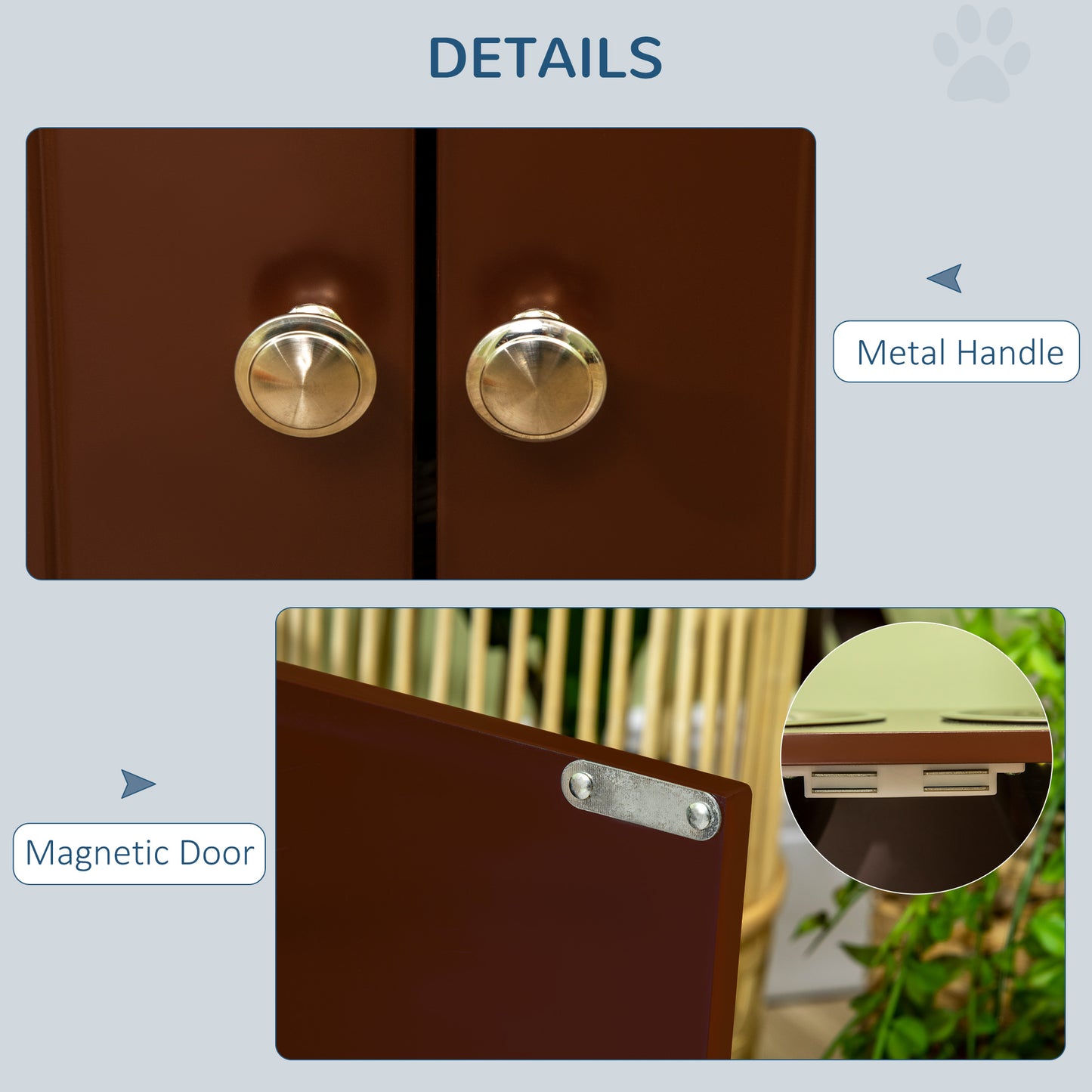 PawHut Elevated Dog Bowls with Storage Cabinet, Raised Dog Bowl Stand Pet Food Bowl Dog Feeding Station, Brown | Aosom.com