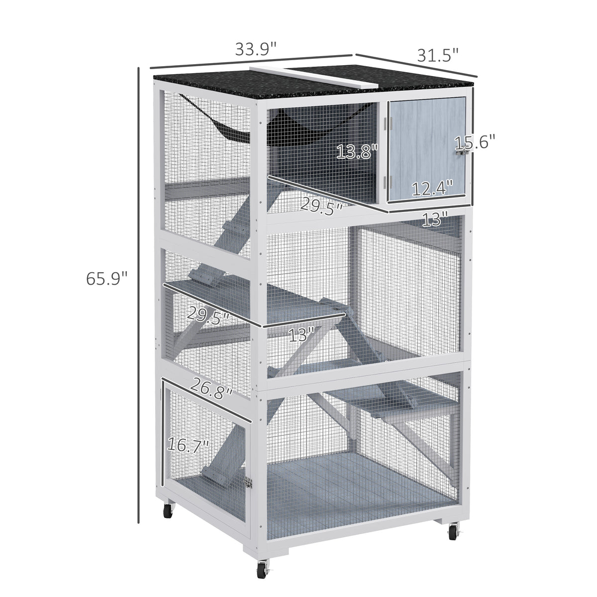 PawHut Outdoor Cat Enclosure Catio for Cats with Wheels, Weatherproof Catio with Multi-Level, Hammock for 1-3 cats up to 12lbs, Gray | Aosom.com