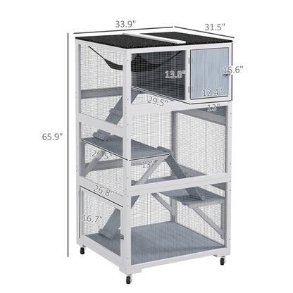 PawHut Outdoor Cat Enclosure Catio for Cats with Wheels, Weatherproof Catio with Multi-Level, Hammock for 1-3 cats up to 12lbs, Gray | Aosom.com