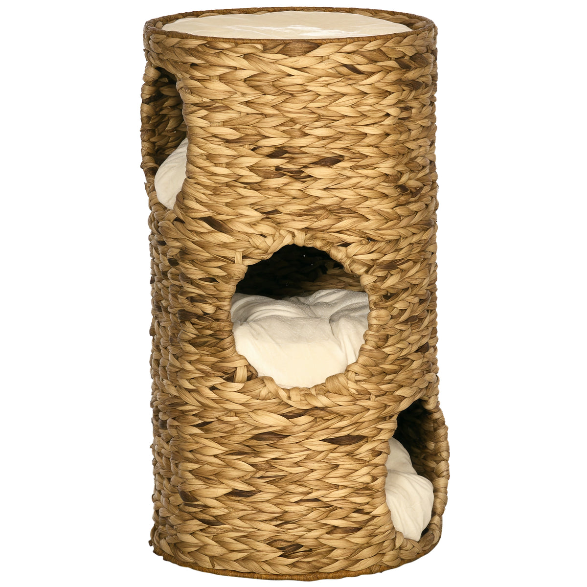 PawHut Cat Condo Tower 3 Story Indoor Kitty House with Removable Cushions Beige | Aosom.com