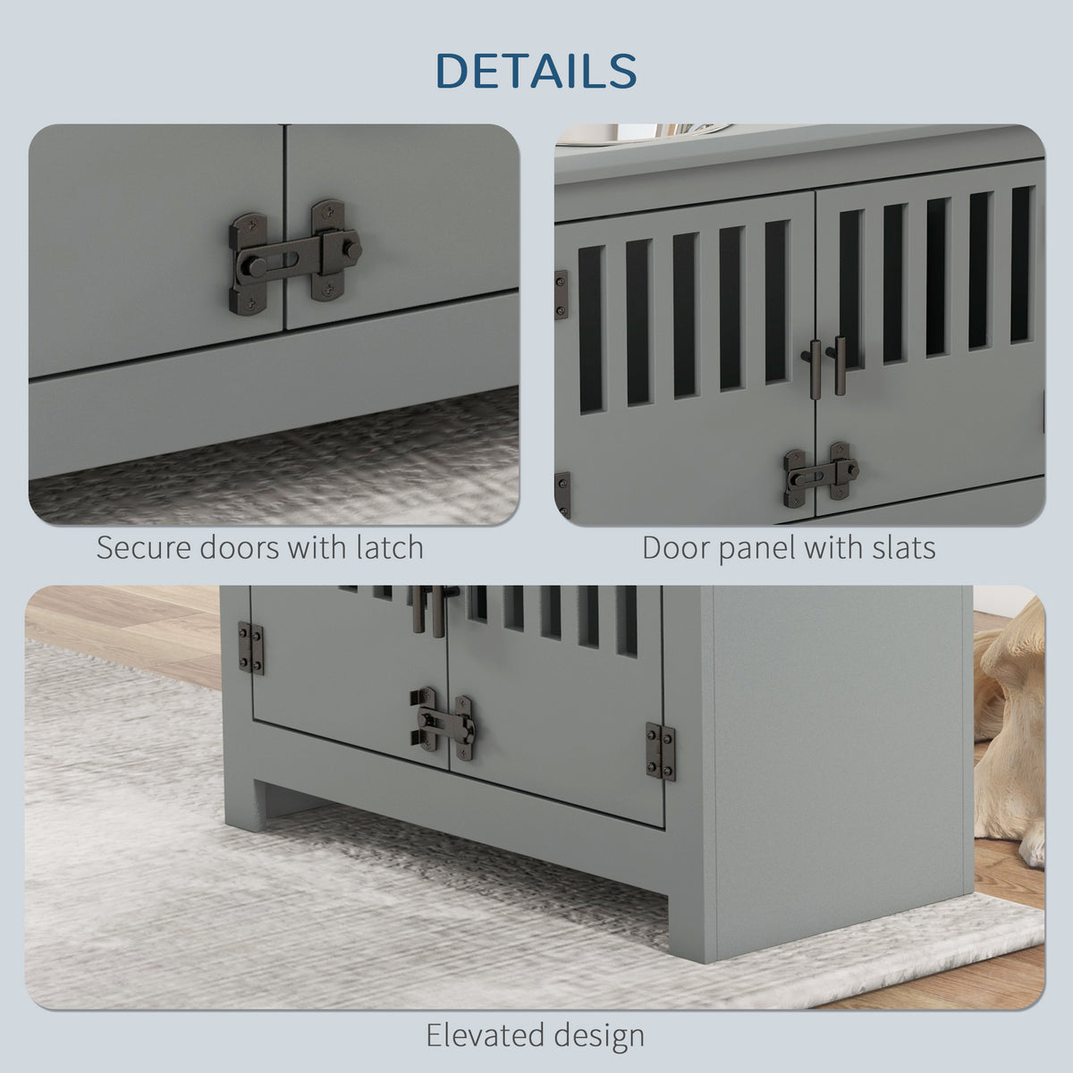 PawHut Pet Food Storage Cabinet with Bowls Raised Dog Feeding Station Gray | Aosom.com