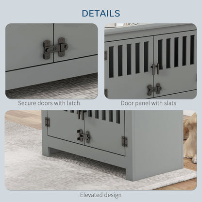 PawHut Pet Food Storage Cabinet with Bowls Raised Dog Feeding Station Gray | Aosom.com