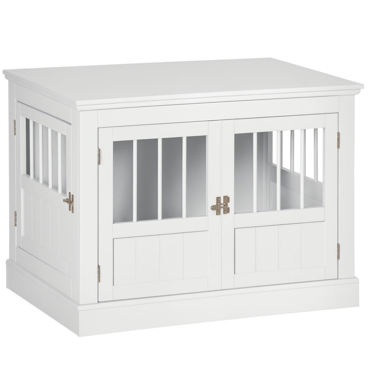 PawHut Wooden Dog Crate End Table, White, Triple Doors, Steel Tubes, for Small Dogs | Aosom.com