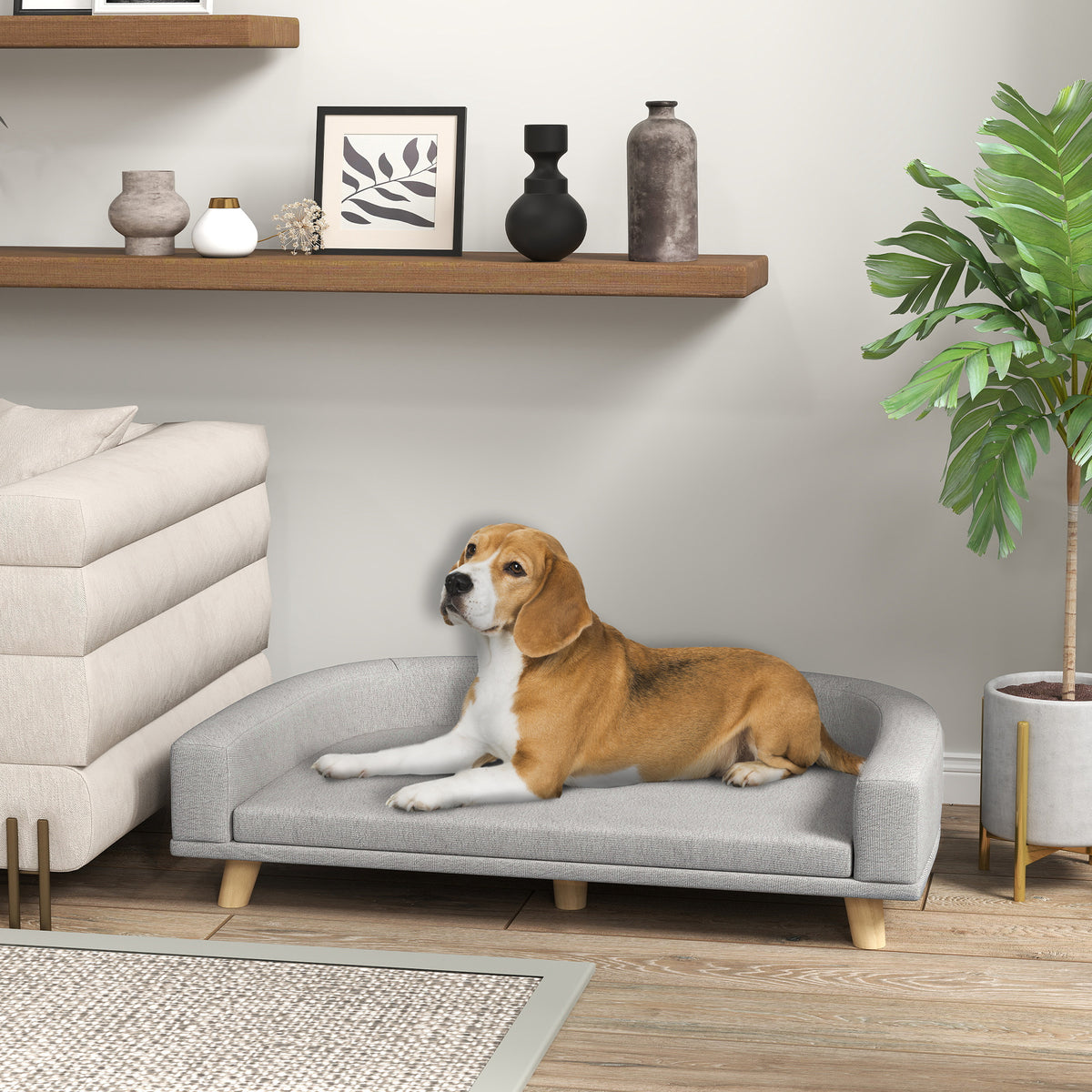 PawHut Dog Sofa Couch Bed with Washable Cushion for Large Dogs, Cats, Gray| Aosom.com