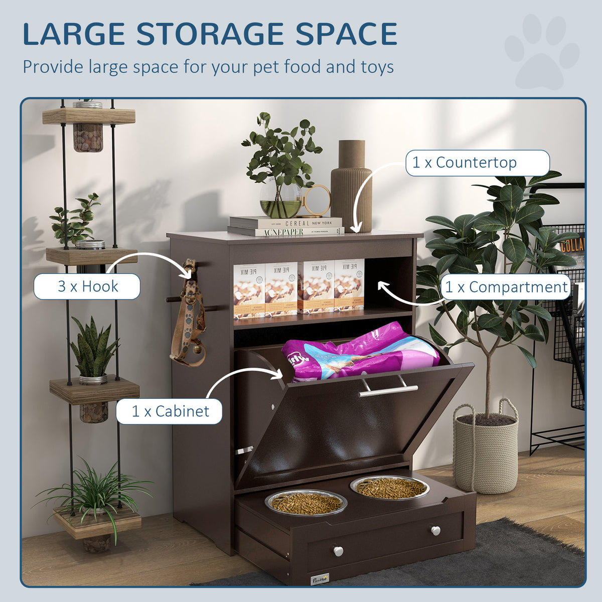 PawHut Pet Feeder Station with Storage, Raised Dog Bowls, Gray | Aosom.com (Note: This title is repeated, ensure it's intentional)