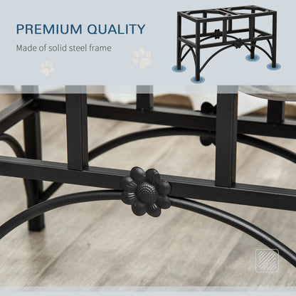 PawHut 17" Double Stainless Steel Heavy Duty Elevated Dog Bowl Dog Feeding Station