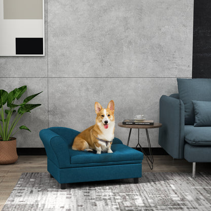 PawHut Elevated Dog Bed with Storage Space Soft Cushion for Small to Medium Pets Navy Blue | Aosom.com