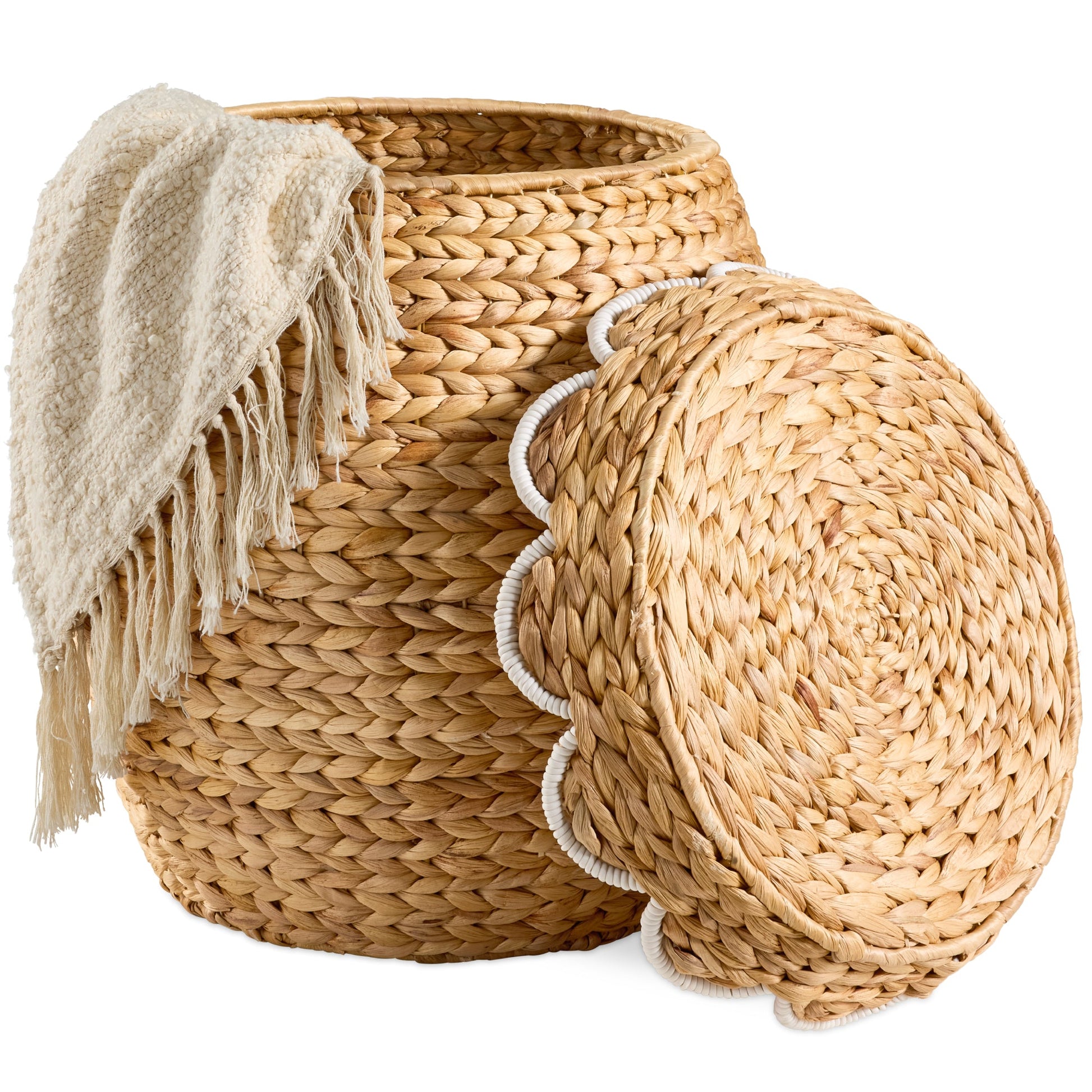 Scalloped Hyacinth Storage Tote Basket