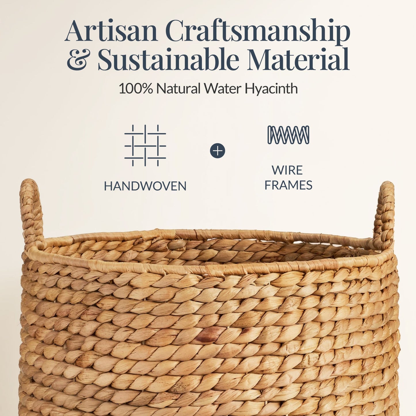 2-Piece Round Nesting Baskets W/Handles, Hyacinth Plant Holder & Storage Bin