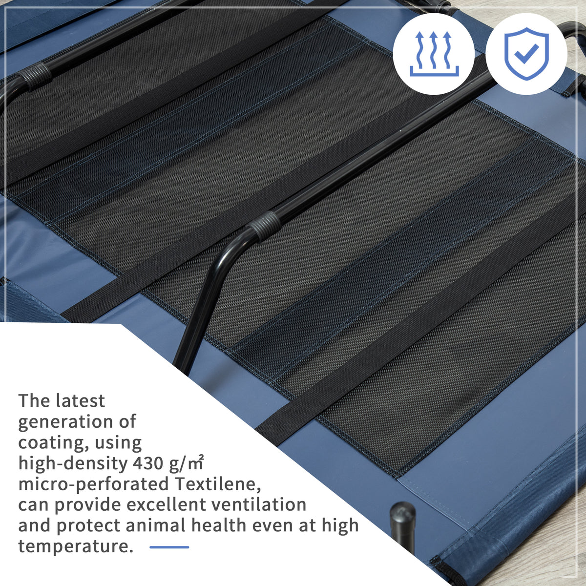 PawHut 48" x 36" Elevated Breathable Dog Bed w/ Carry Bag Dark Blue