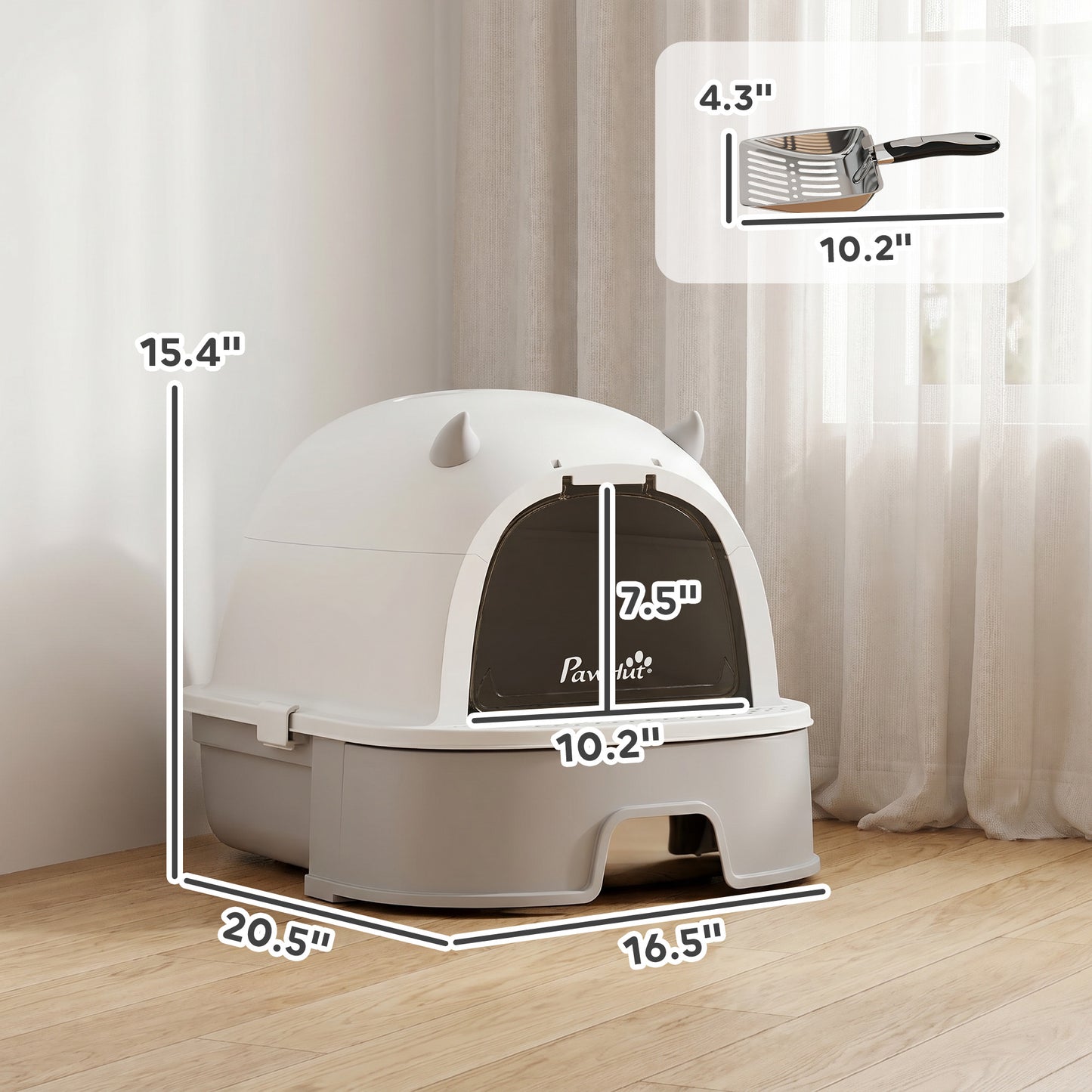 PawHut Stainless Steel Cat Litter Box Easy to Clean Kitty Litter Box with Slide-Out Tray Large Gray