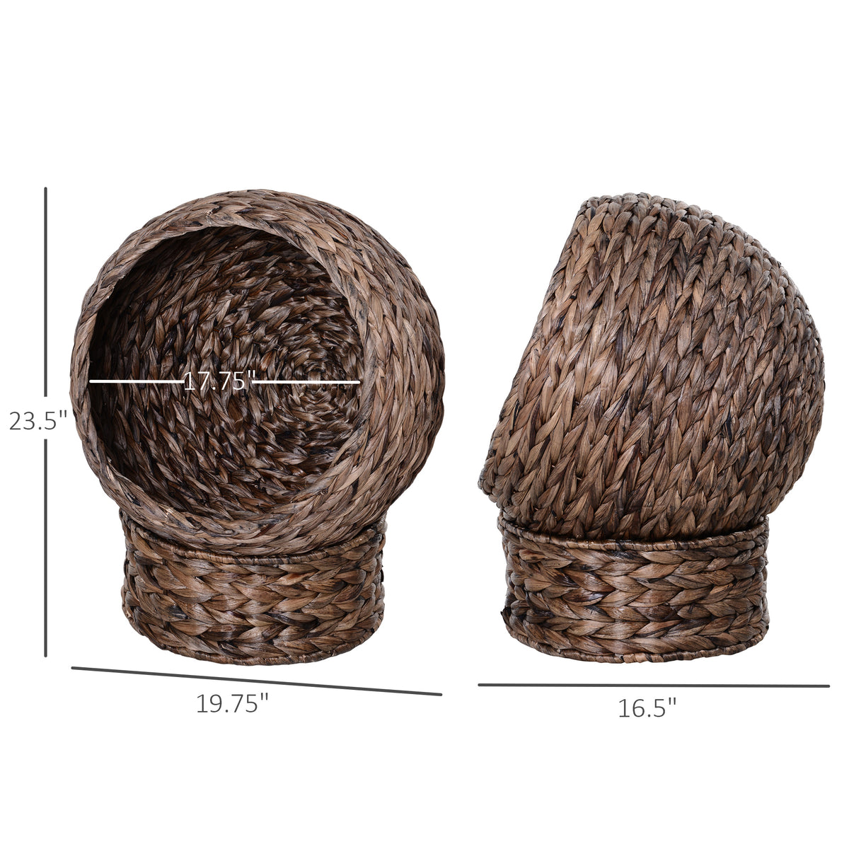 PawHut Handmade Wicker Elevated Cat Bed with Cushion Dark Brown for Kittens | Aosom.com