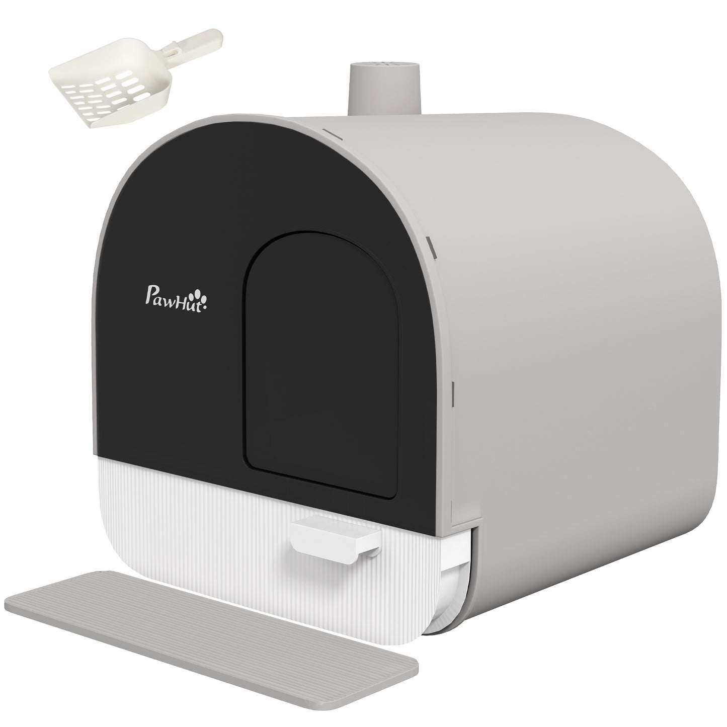 PawHut Covered Cat Litter Box, for Indoor use, with Tray, Scoop, Filter, 17"x17"x18.5", Light Gray | Aosom.com