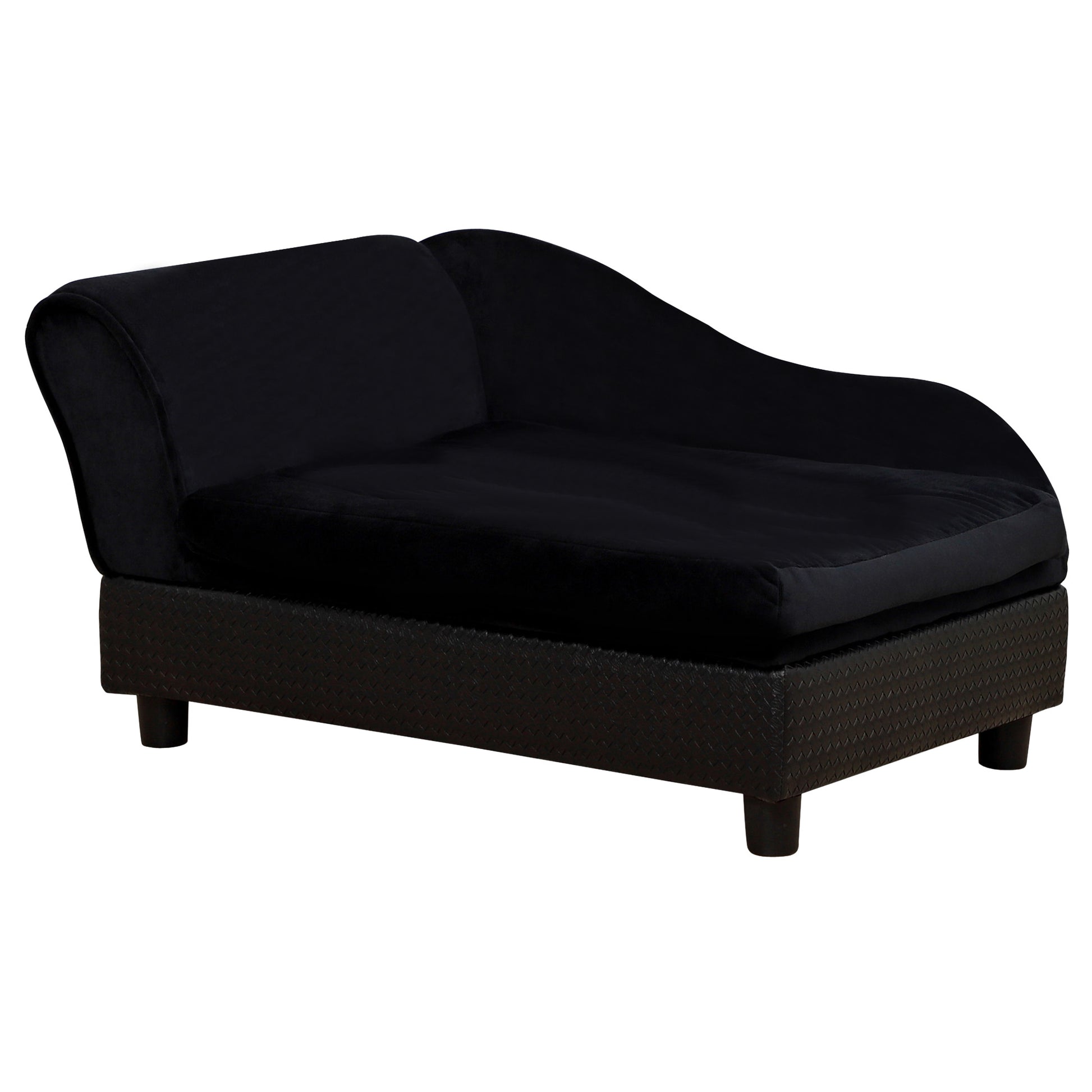 PawHut Luxury Dog Bed for Small Dogs, Hidden Storage, 3" Foam Cushion, Modern Pet Sofa, Black | Aosom.com