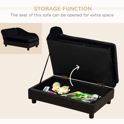 PawHut Luxury Dog Bed for Small Dogs, Hidden Storage, 3" Foam Cushion, Modern Pet Sofa, Black | Aosom.com
