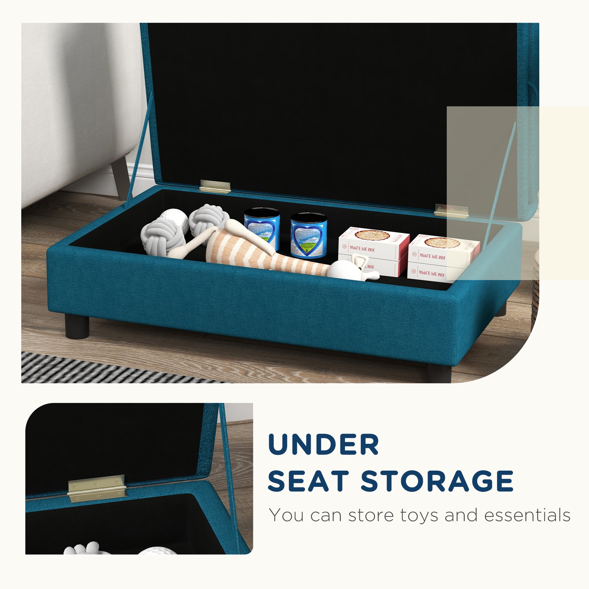 PawHut Elevated Dog Bed with Storage Space Soft Cushion for Small to Medium Pets Navy Blue | Aosom.com