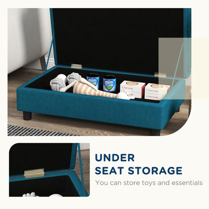 PawHut Elevated Dog Bed with Storage Space Soft Cushion for Small to Medium Pets Navy Blue | Aosom.com