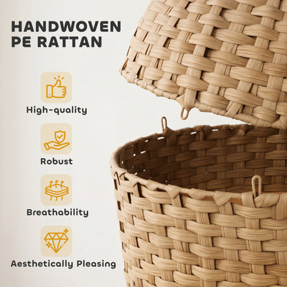 PawHut Hidden Cat Litter Box Enclosure with Faux Plant & Stainless Steel Tray for Bedroom, Living Room, Corner