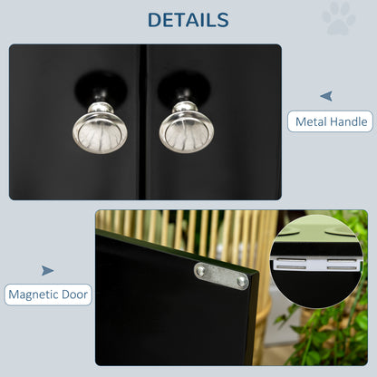 PawHut Raised Pet Feeding Storage Station with 2 Stainless Steel Bowls Base for Large Dogs and Other Large Pets Black | Aosom.com