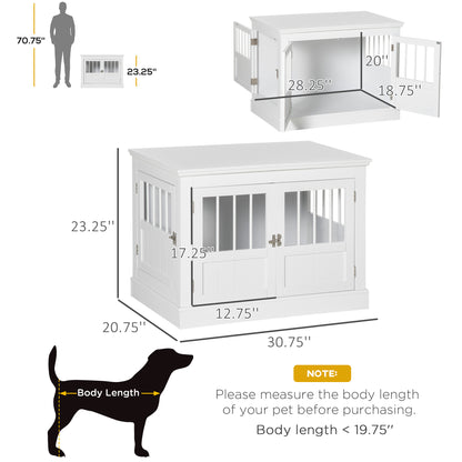 PawHut Wooden Dog Crate End Table, White, Triple Doors, Steel Tubes, for Small Dogs | Aosom.com