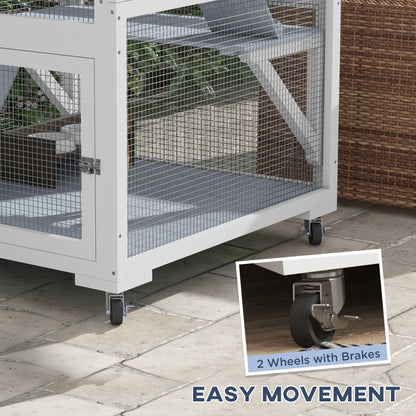 PawHut Outdoor Cat Enclosure Catio for Cats with Wheels, Weatherproof Catio with Multi-Level, Hammock for 1-3 cats up to 12lbs, Gray | Aosom.com