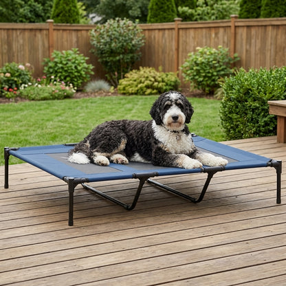PawHut 48" x 36" Elevated Breathable Dog Bed w/ Carry Bag Dark Blue