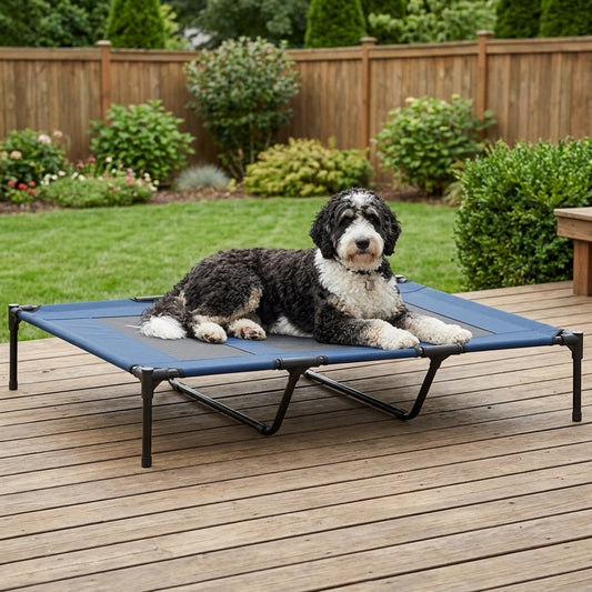PawHut 48" x 36" Elevated Breathable Dog Bed w/ Carry Bag Dark Blue