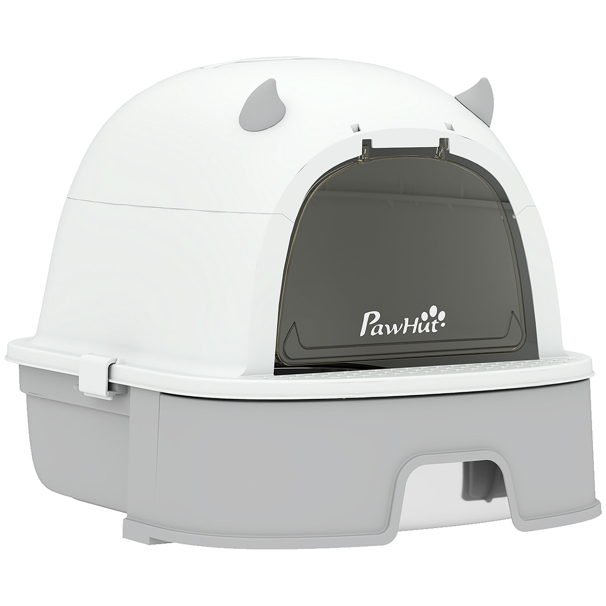 PawHut Stainless Steel Cat Litter Box Easy to Clean Kitty Litter Box with Slide-Out Tray Large Gray