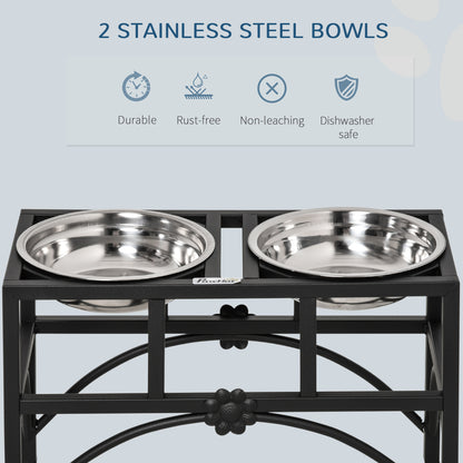 PawHut 17" Double Stainless Steel Heavy Duty Elevated Dog Bowl Dog Feeding Station