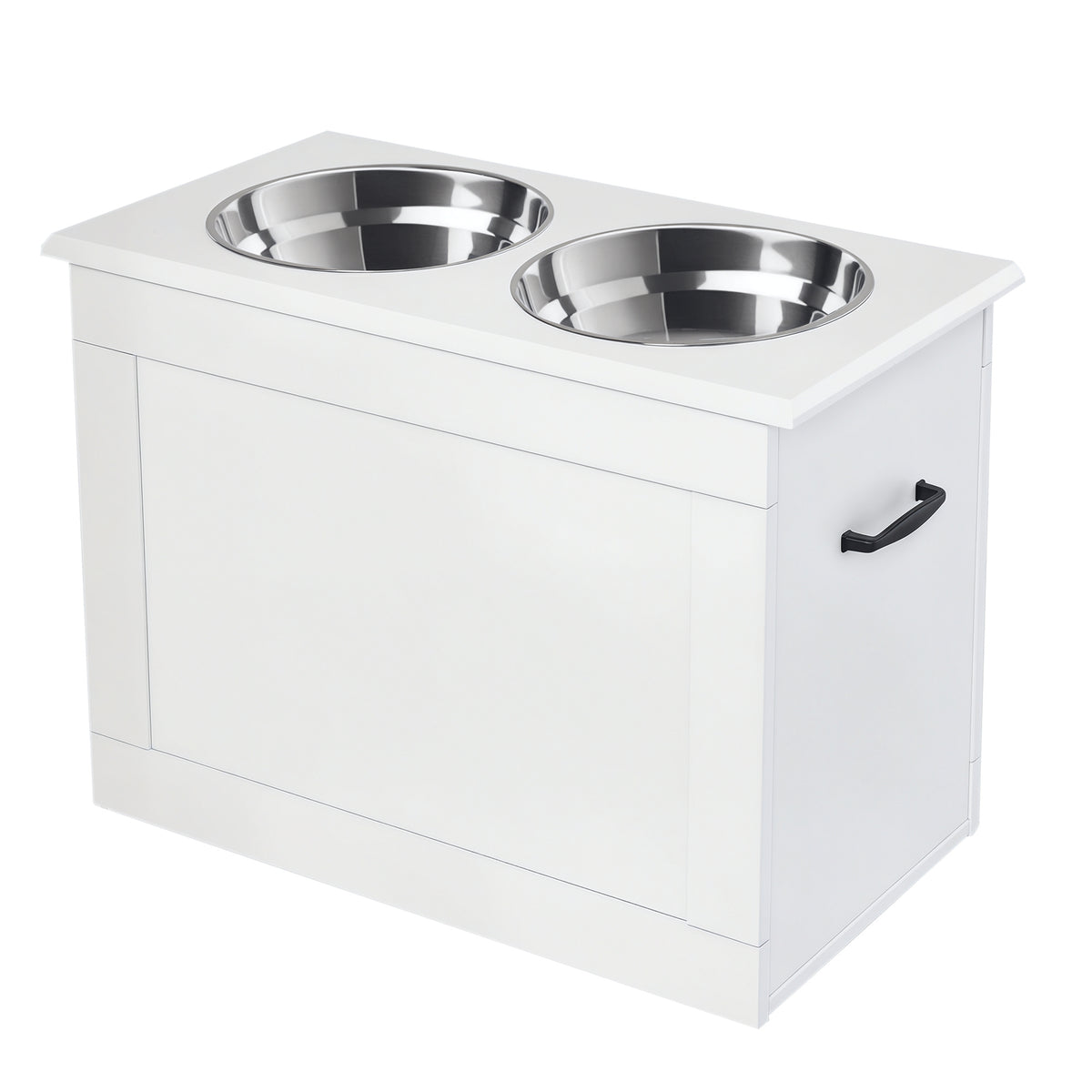 PawHut White Raised Pet Dining Station with Food Storage and Steel Bowls for Big Pups | Aosom.com