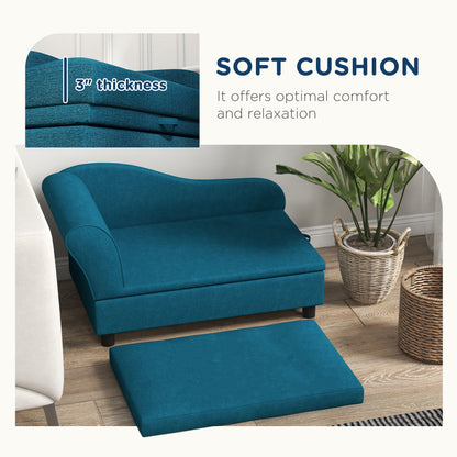 PawHut Elevated Dog Bed with Storage Space Soft Cushion for Small to Medium Pets Navy Blue | Aosom.com