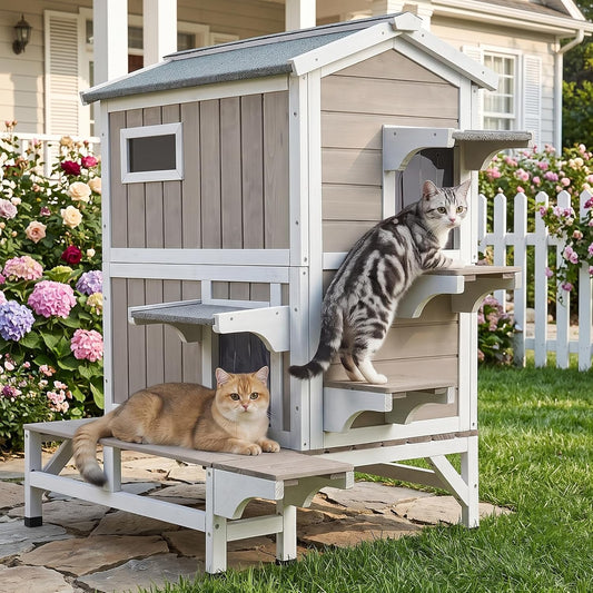 Multi-Level Outdoor Feral Cat House