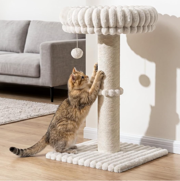 Plush Cat Scratching Post with Perch