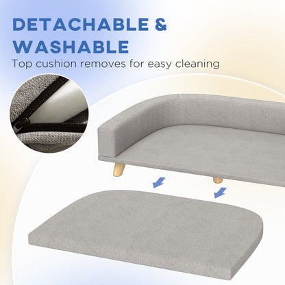 PawHut Dog Sofa Couch Bed with Washable Cushion for Large Dogs, Cats, Gray| Aosom.com