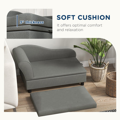 PawHut Elevated Dog Sofa Pet Bed with Storage Soft Cushion for Small Medium Dogs Gray | Aosom.com