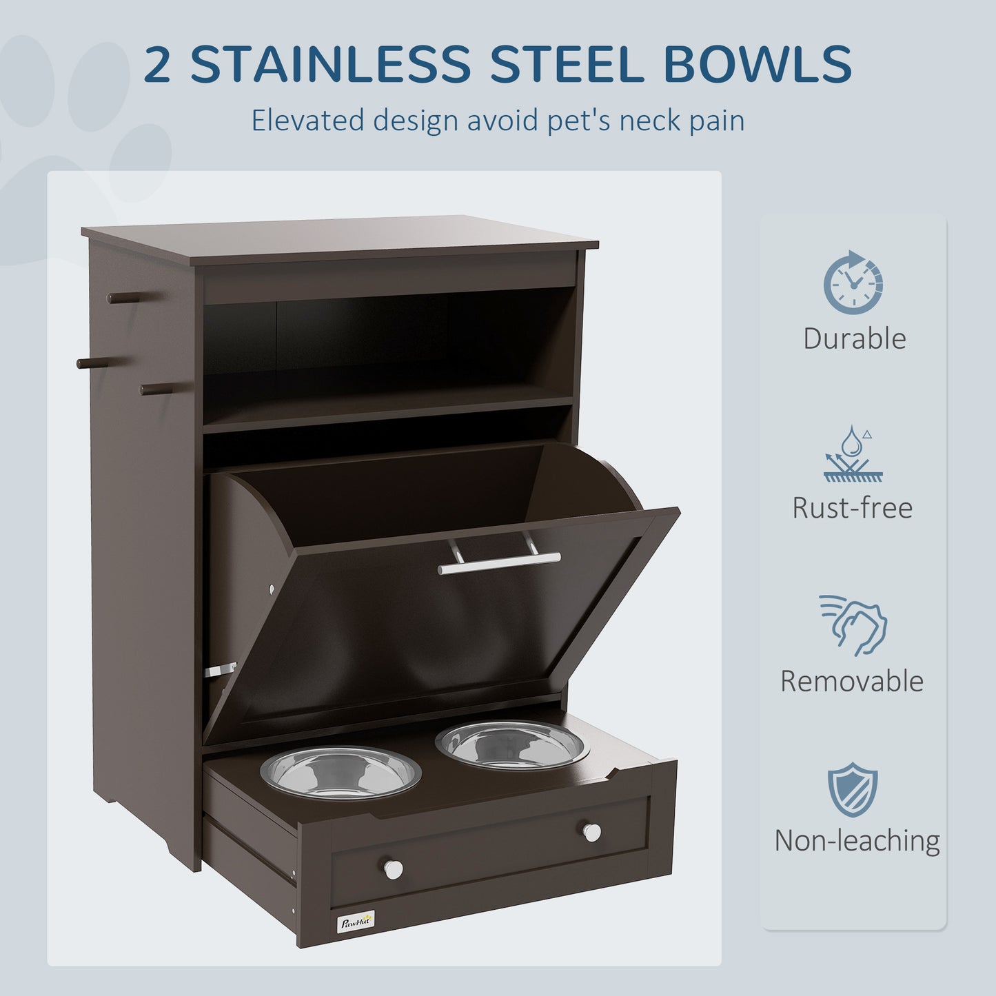 PawHut Pet Feeder Station with Storage, Raised Dog Bowls, Gray | Aosom.com (Note: This title is repeated, ensure it's intentional)